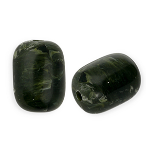 Acrylperlen Tube Moss green-white marble