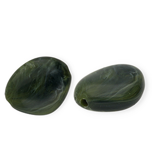 Acrylperlen Irregular Moss green-white marble