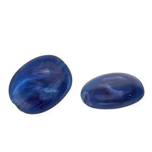 Acrylperlen Oval Dark blue-multicolour-white marble