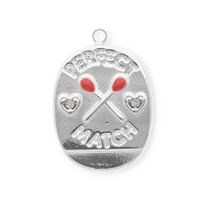 Anh&auml;nger aus rostfreiem Edelstahl, Oval "perfect match" Silver-red