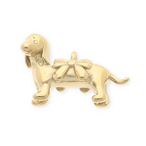 Anh&auml;nger aus rostfreiem Edelstahl, Dackel mit Schleife Gold