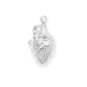Anh&auml;nger aus rostfreiem Edelstahl, Anatomisches Herz Silver