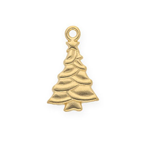 Anh&auml;nger aus rostfreiem Edelstahl, Weihnachtsbaum Gold