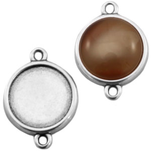 DQ Fassungen Metall Zwischenst&uuml;ck 12mm Cabochon Antik silber (Nickelfrei)