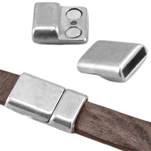DQ Metall Magnetverschluss (f&uuml;r DQ Leder flach 10mm) Antik silber (Nickelfrei)