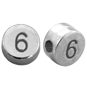 DQ Metall Zahlen Perlen&nbsp;# 6 Antik silber (Nickelfrei)
