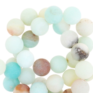 Naturstein Perlen Chalcedon (Quarz) 8mm matt Light turquoise multicolour