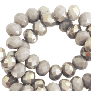 Top Facet Perlen 6x4 mm disc Greige taupe-half champagne pearl shine coating