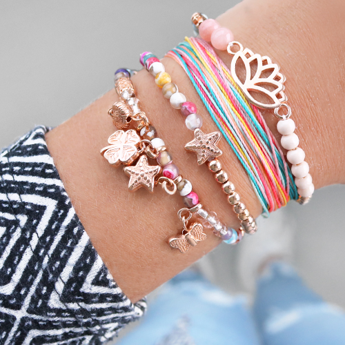 Farbenfroher Schmuck mit gef&auml;rbtem Perlen, DQ Metall und neuem Nylon S-Lon Draht