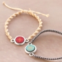 Winterschmuck mit Holz Cabochons, Cuoio Armb&auml;ndern und Macram&eacute; Band