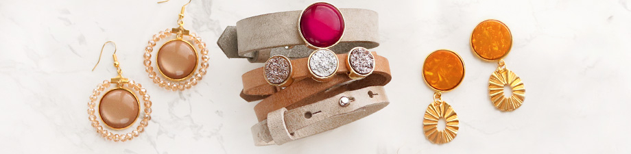 Cuoio Fassungen / Schieber f&uuml;r 15mm Leder und 20mm Cabochon