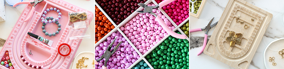 Schmuck gestalten mit Hilfe eines Perlen-F&auml;delbretts
